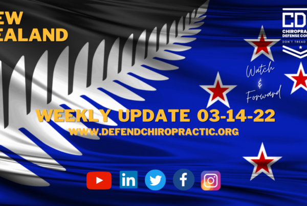 New Zealand Flag with Chiropractic Defense Council Logo in the Right Corner
